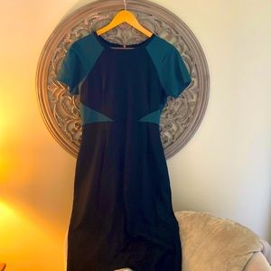 Green Black Bodycon Zip Dress Size Medium